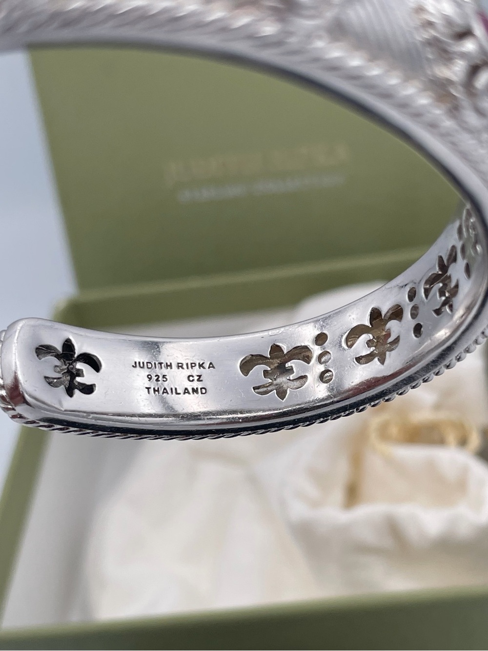 Judith Ripka Sterling Silver Ruby Cuff Bracelet Thailand QVC Era Heavy 56.4g - Picture 6 of 11
